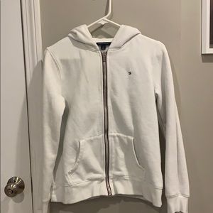 White Tommy Hilfiger hoodie, size medium